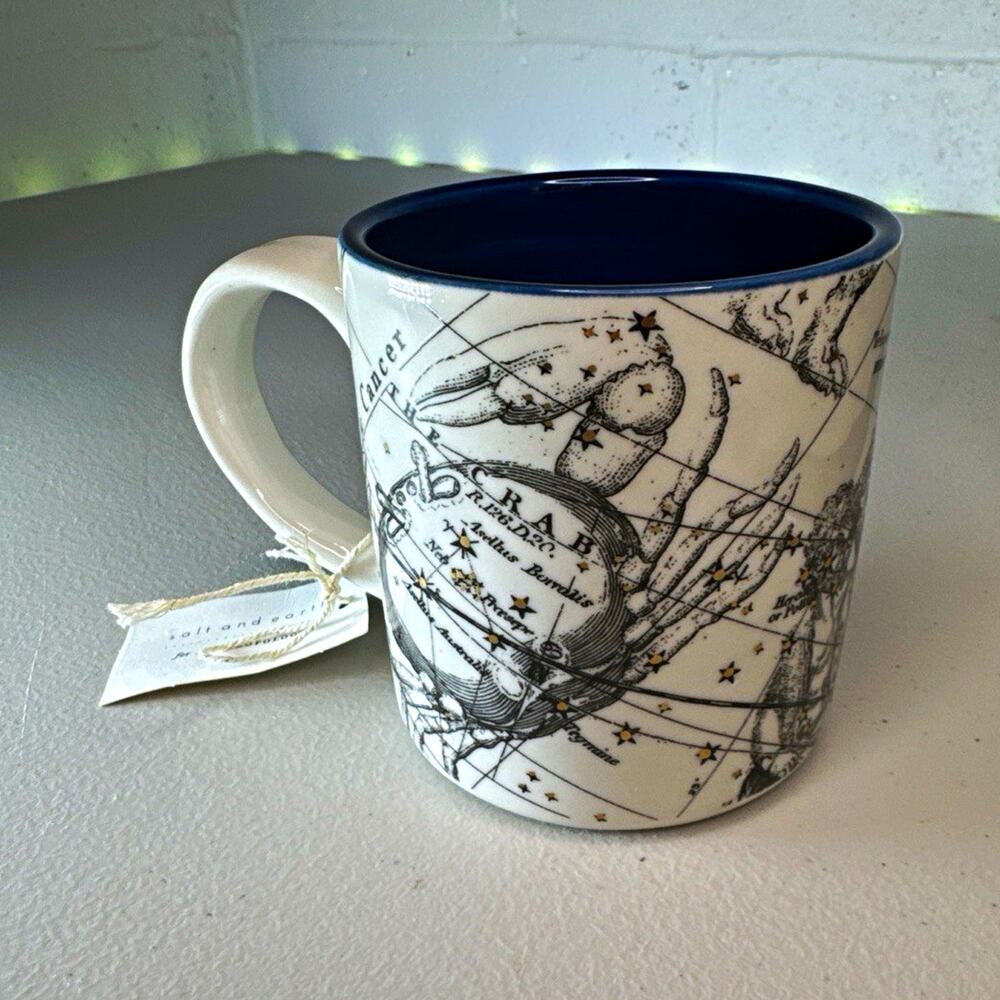 Anthropologie Salt and Earth Cancer Zodiac Constellation Ceramic Mug 12 oz